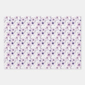 紫色のフローララッピング紙フラットシートセット3 ラッピングペーパーシート (正面3)