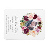 紫色のフローラリース写真の保存日付 マグネット (横)