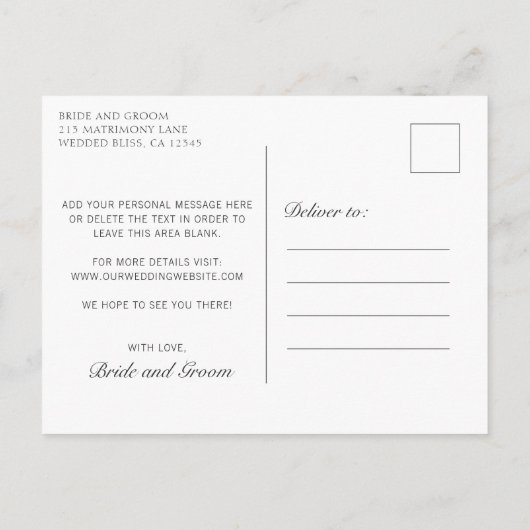 紫色のフローラリース写真の保存日付 案内ポストカード (裏面)