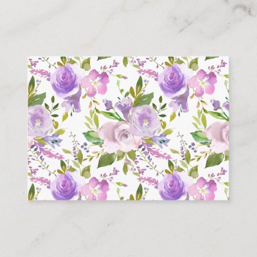 紫色のフローラレシピの説明 エンクロージャーカード (裏面)