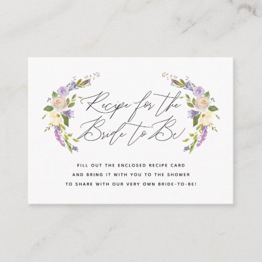 紫色のフローラレシピの説明 エンクロージャーカード (正面)