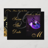 紫色のフローラ仮装された日付はがきを保存 案内ポストカード (正面/裏面)