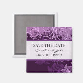 紫色のフローラ保存日付冷蔵庫用マグネット マグネット (正面/裏面)