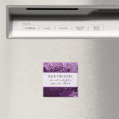 紫色のフローラ保存日付冷蔵庫用マグネット マグネット (インサイチュ (食洗機))