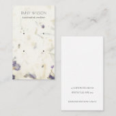 紫色のフローラ手作り紙テクスチャイヤリング 名刺 (正面/裏面)