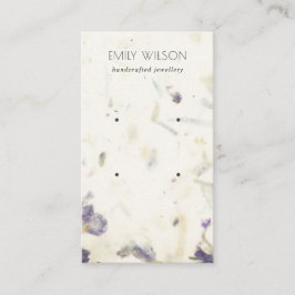 紫色のフローラ手作り紙テクスチャイヤリング 名刺