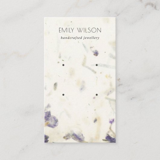 紫色のフローラ手作り紙テクスチャイヤリング 名刺 (正面)