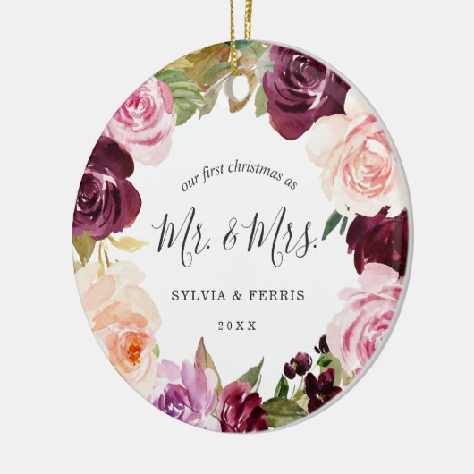 紫色のフローラ新着写真のクリエレガントスマス セラミックオーナメント (左)