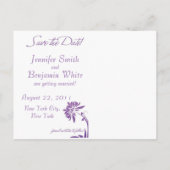 紫色のフローラ日付はがきを保存 案内ポストカード (裏面)