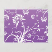 紫色のフローラ日付はがきを保存 案内ポストカード (正面)