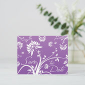 紫色のフローラ日付はがきを保存 案内ポストカード (スタンド正面)