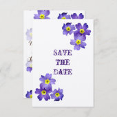 紫色のフローラ日付カードの保存 セーブザデート (正面/裏面)