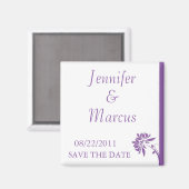 紫色のフローラ日付磁石を保存 マグネット (正面/裏面)