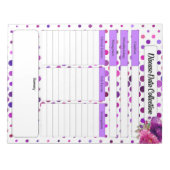 紫色のフローラ水玉模様_疾患データ収集 ノートパッド (正面)