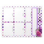紫色のフローラ水玉模様_病気温度1 ノートパッド (正面)