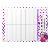 紫色のフローラ水玉模様_臨床的反射 ノートパッド (正面)