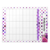 紫色のフローラ水玉模様_週間の概要を行う ノートパッド (正面)