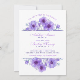 紫色のフローラ水結婚色の写真 招待状
