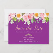 紫色のフローラ王室のキンセアニェラカードの保存 サンキューカード (正面)