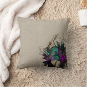 紫色のフローラ白うさぎアリスinワンダーランド クッション (ブランケット)