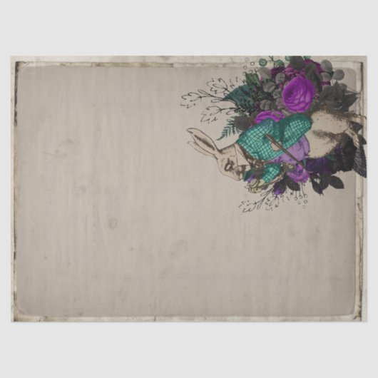 紫色のフローラ白うさぎアリスinワンダーランド 薄葉紙 (正面)