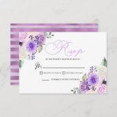 紫色のフローラ秋の結婚式RSVPエンクロージャカード 出欠カード (正面/裏面)