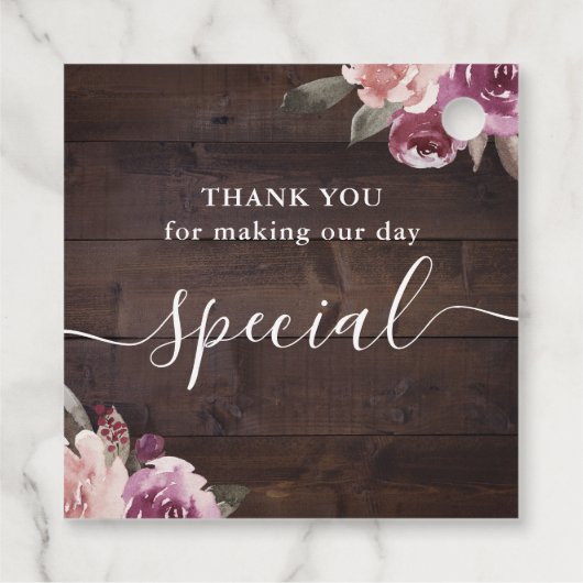 紫色のフローラ素朴な感謝してい木よ結婚。 フェイバータグ (裏面)