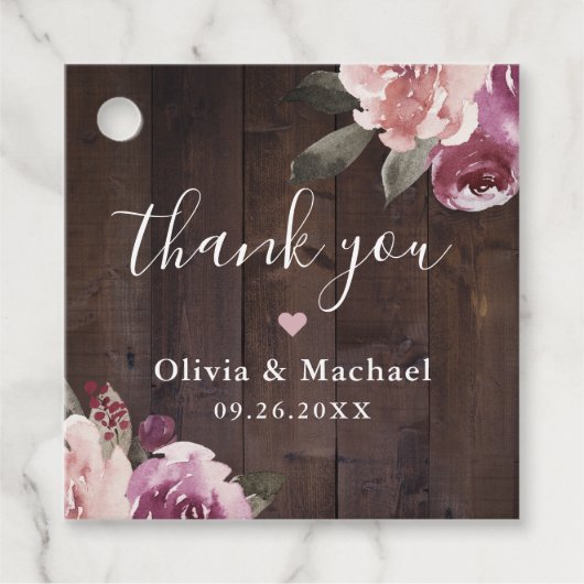 紫色のフローラ素朴な感謝してい木よ結婚。 フェイバータグ (正面)