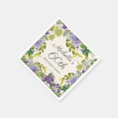 紫色のフローラ葉緑の誕生日編集可能 スタンダードカクテルナプキン (角)