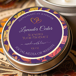 紫色のフローラ製品のパッケージラベル(ハート付き) ラウンドシール