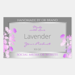 紫色のフローラ製品の包装ラベルグレーシルバー 長方形シール