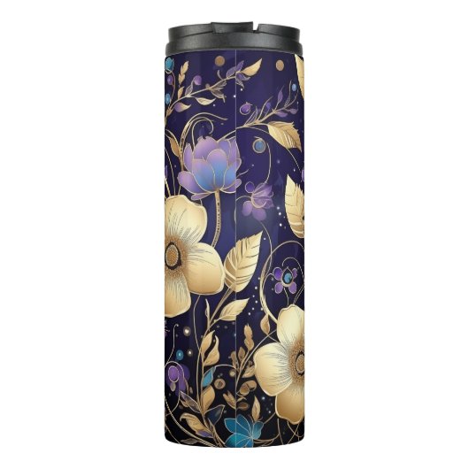 紫色のフローラ追加の名前カスタムギフト タンブラー (裏面)