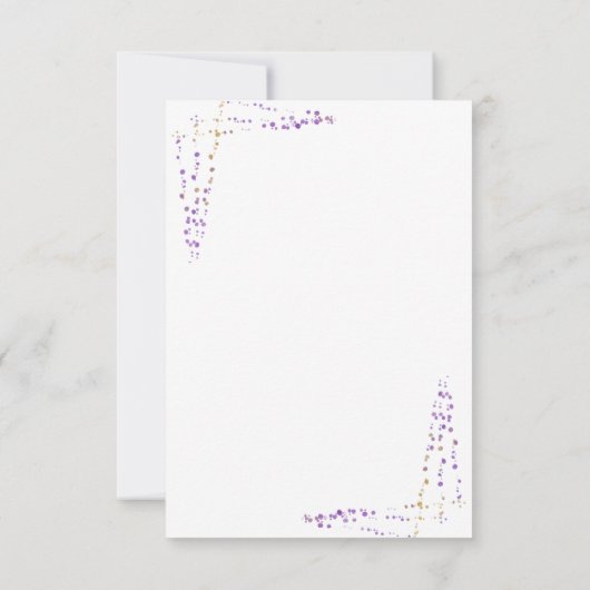 紫色のフローラ食事オプション結婚式RSVP 出欠カード (裏面)