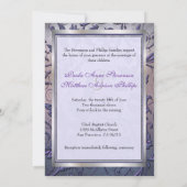 紫色のフローラ·モノグラム結婚への招待が縁ど満席 招待状 (裏面)