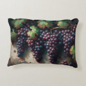紫色のブドウのつる植物油絵 アクセントクッション (裏面)