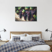 紫色のブドウのつる植物油絵 キャンバスプリント (インサイチュ (寝室))