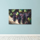 紫色のブドウのつる植物油絵 キャンバスプリント (インサイチュ (ウッドフロア))