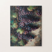 紫色のブドウのつる植物油絵 ジグソーパズル (縦)