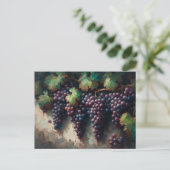 紫色のブドウのつる植物油絵 ポストカード (スタンド正面)