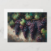 紫色のブドウのつる植物油絵 ポストカード (正面/裏面)