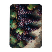 紫色のブドウのつる植物油絵 マグネット (縦)