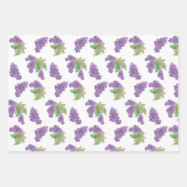 紫色のブドウの水彩の手絵を描形 ラッピングペーパーシート