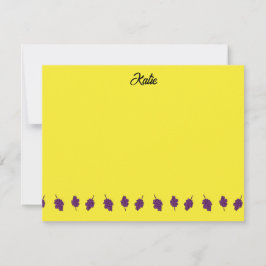 紫色のブドウパーソナライズされた黄色 ノートカード