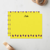 紫色のブドウパーソナライズされた黄色 ノートカード (正面/裏面インサイチュ)