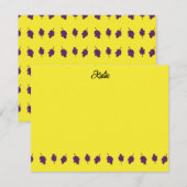 紫色のブドウパーソナライズされた黄色 ノートカード (正面/裏面)