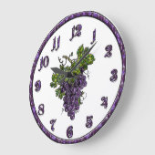 紫色のブドウ ラージ壁時計 (傾斜)