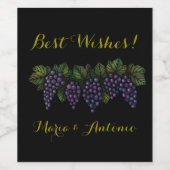 紫色のブドウ、上品なワインラベル(4" x 3.5") ワインラベル (シングルラベル)