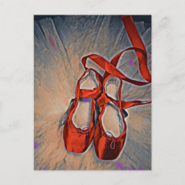 紫色のブラシストロークのポストカード付きバレエシューズ ポストカード