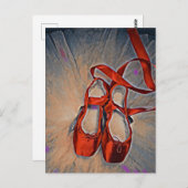 紫色のブラシストロークのポストカード付きバレエシューズ ポストカード (正面/裏面)