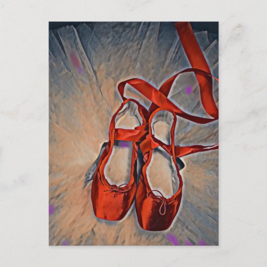 紫色のブラシストロークのポストカード付きバレエシューズ ポストカード (正面)